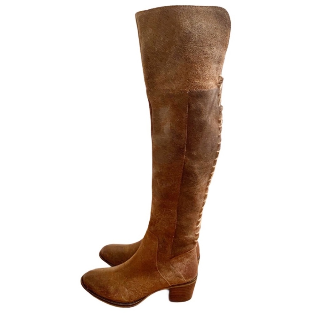 Diba True Sunset Sail Brown Leather Over the Knee Distressed Boots Size 8.5 - Picture 3 of 16